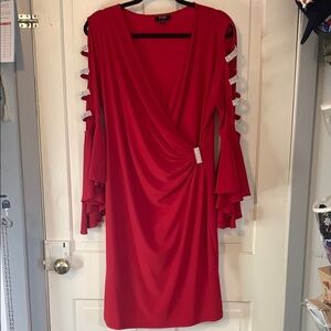 Elegant Red Dress with Rhinestone Accents Sz M